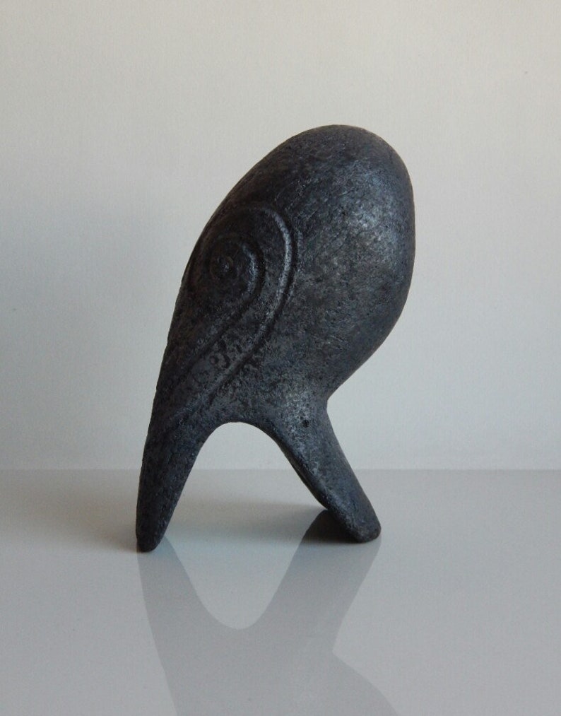 Ceramic sculpture of crows,figurine,bird figurine,black raven,art and collecting, gift,gothic,home decor,original gift image 3