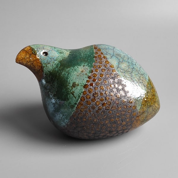 Ceramic sculpture - quail, Raku pottery, blue bird, quail, African bird, turkey, Raku sculpture, art, bird collection, birthday present