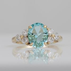 Aquamarine Ring - March Birthstone - Statement Ring - Gold Ring - Engagement Ring - Oval Ring - Cocktail Ring - Prong Ring -Light Blue Ring