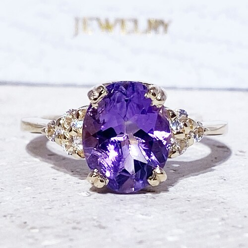 Purple Amethyst Ring February Birthstone Statement Ring Etsy