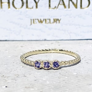 Alexandrite Ring Lavender Ring June Birthstone Gold Ring Delicate Ring Dainty Ring Tiny Ring Slim Band Simple Jewelry image 2