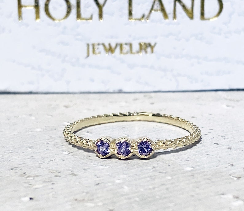 Alexandrite Ring Lavender Ring June Birthstone Gold Ring Delicate Ring Dainty Ring Tiny Ring Slim Band Simple Jewelry image 2