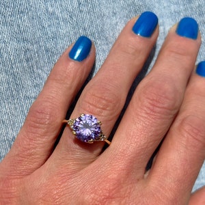 Lavender Amethyst Ring - Gemstone Ring - Statement Ring - Gold Ring - Engagement Ring - Round Ring - Cocktail Ring - Prong Ring - Party Ring