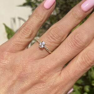 Clear Quartz Ring - Gold Ring - Stack Ring - April Birthstone - Dainty Ring - Tiny Ring - Delicate Ring - Engagement Ring - Prong Ring