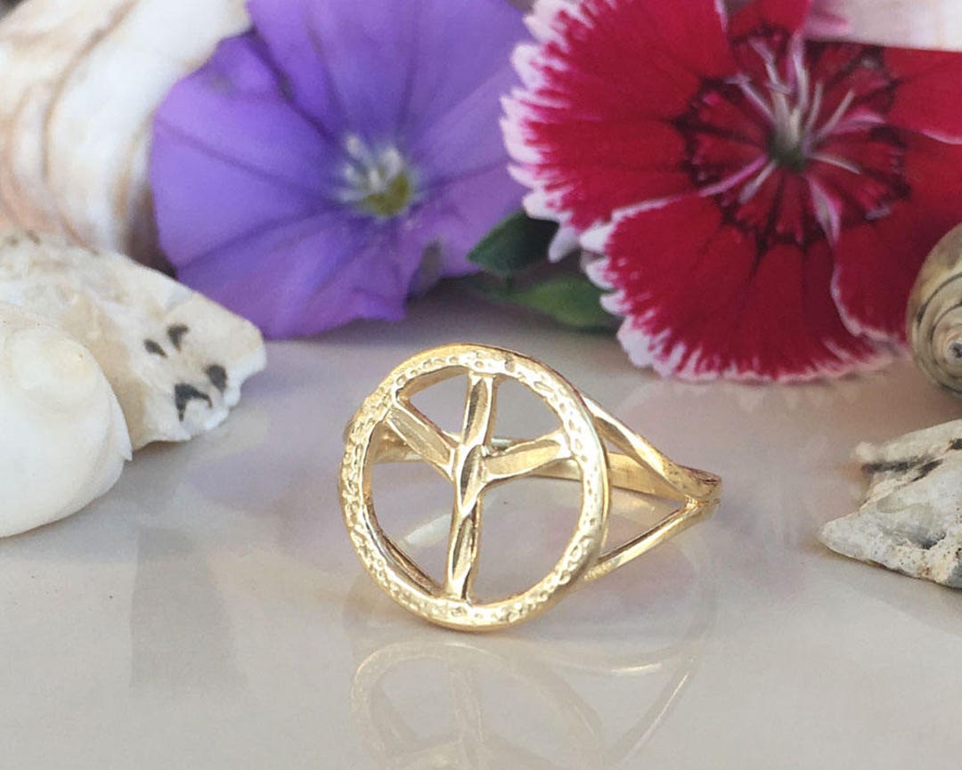 Peace Ring Gold Ring Peace Sign Jewelry Peace Symbol Etsy