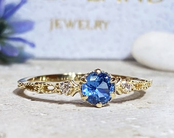 Blue Topaz Ring - December Birthstone - Tiny Ring - Stacking Ring - Gold Ring - Dainty Ring - Bezel Ring - Gemstone Band - Delicate Ring