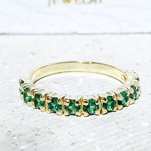 May Birthstone Jewelry - Emerald Ring - Prong Ring - Stack Ring - Gold Ring - Green Ring - Gemstone Band - Dainty Ring - Simple Jewelry