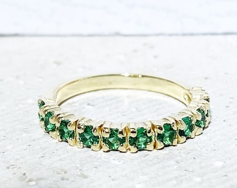 May Birthstone Jewelry - Emerald Ring - Prong Ring - Stack Ring - Gold Ring - Green Ring - Gemstone Band - Dainty Ring - Simple Jewelry