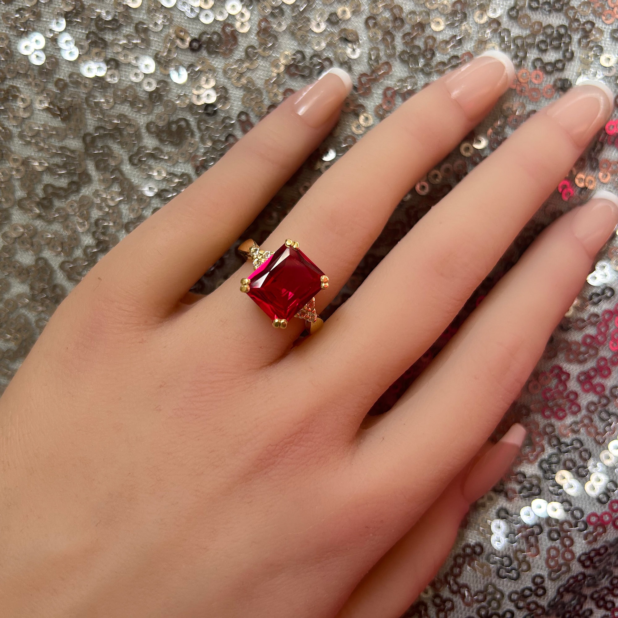 Ruby stone in gold ring deals