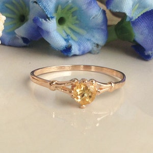Citrine ring Genuine Gemstone November Birthstone Tiny Ring Gold Ring Delicate Ring Solitaire Ring Minimalist Ring image 1