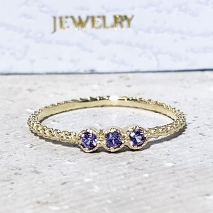 Alexandrite Ring Lavender Ring June Birthstone Gold Ring Delicate Ring Dainty Ring Tiny Ring Slim Band Simple Jewelry image 1