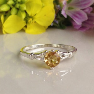 Citrine ring Genuine Gemstone November Birthstone Tiny Ring Gold Ring Delicate Ring Solitaire Ring Minimalist Ring image 5