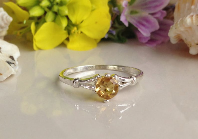 Citrine ring Genuine Gemstone November Birthstone Tiny Ring Gold Ring Delicate Ring Solitaire Ring Minimalist Ring image 5