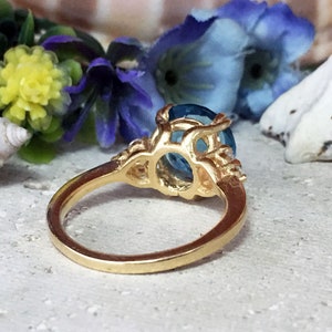 Blue Topaz Ring December Birthstone Gemstone Band Gold Ring Engagement Ring Round Ring Cocktail Ring Prong Ring image 6