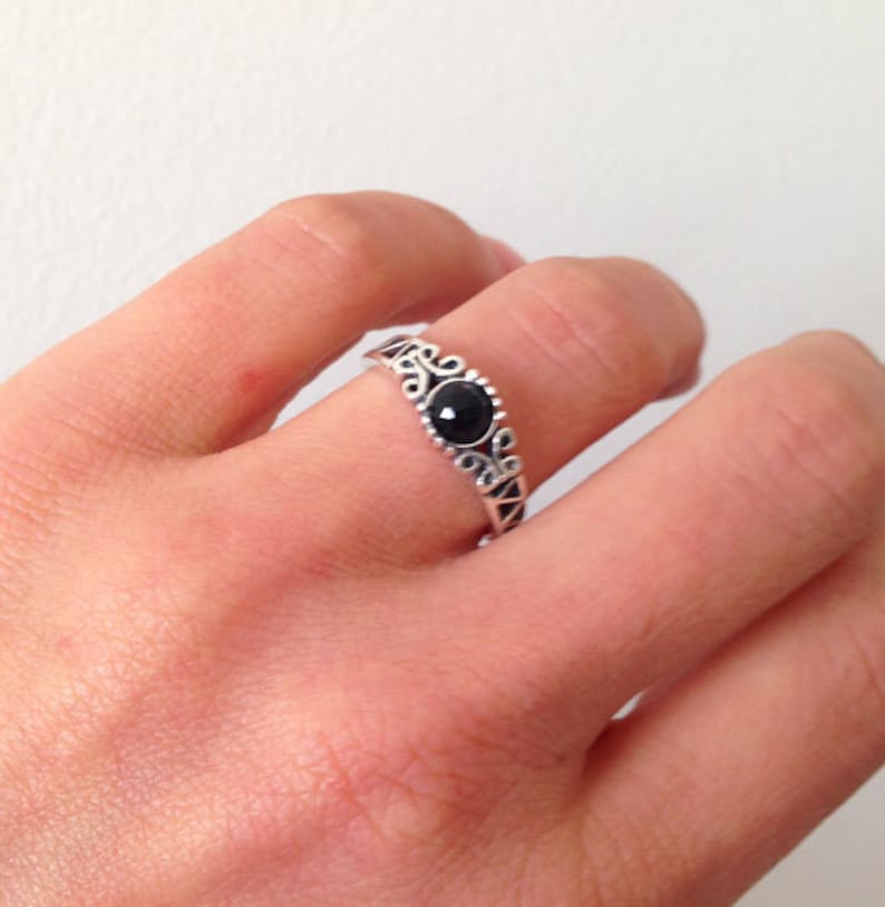 Gold Ring Gemstone Ring Onyx Jewelry Lace Ring December Ring Black Onyx Ring Dainty Ring Simple Jewelry Filigree Ring