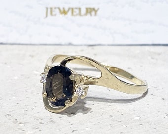Smoky Quartz Ring - Brown Ring - Genuine Gemstone  - Vintage Style - Oval Ring - Prong Ring - Smoky Topaz Ring - Simple Jewelry
