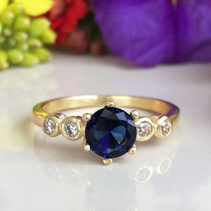 Blue Sapphire Ring - Royal Blue Ring - September Birthstone - Gold Ring - Simple Jewelry - Stack Ring - Dainty Ring - Gemstone Ring