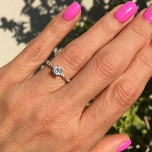 Clear Quartz Ring - Gold Ring - Stacking Ring - April Birthstone - Dainty Ring - Tiny Ring - Delicate Ring - Engagement Ring - Prong Ring