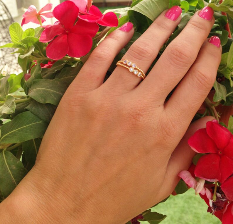 Clear Quartz Ring White Quartz Band Gold Ring April Etsy