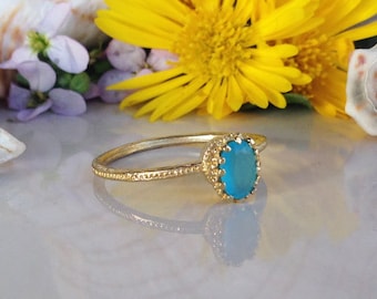 ブルーカルセドニーリング - アクアブルーリング - ゴールドリング