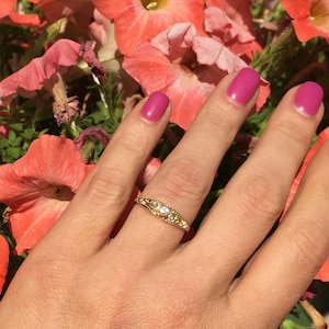 Clear Quartz Ring - April Birthstone - Gold Ring - Tiny Ring - Filigree Ring - Gemstone Ring - Simple Ring - Stacking Ring