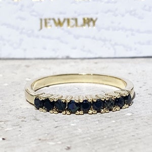 Black Onyx Ring - December Ring - Half Eternity Ring - TIny Ring - Stack Ring - Gold Ring - Prong Ring - Dainty Ring - Onyx Jewelry