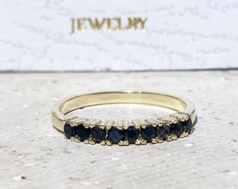 Black Onyx Ring - December Ring - Half Eternity Ring - TIny Ring - Stack Ring - Gold Ring - Prong Ring - Dainty Ring - Onyx Jewelry