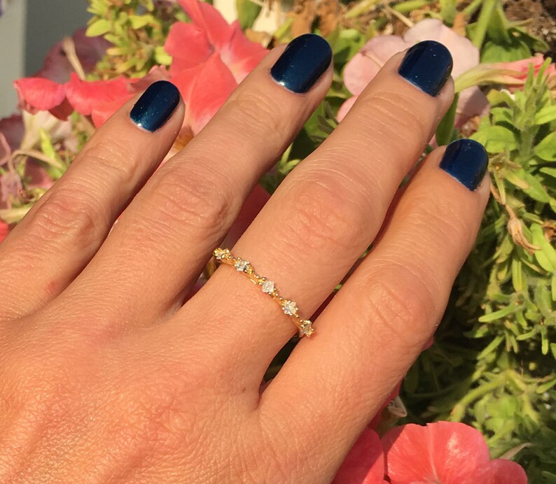 Clear Quartz Ring Gold Ring White Quartz Band Stack Ring Etsy