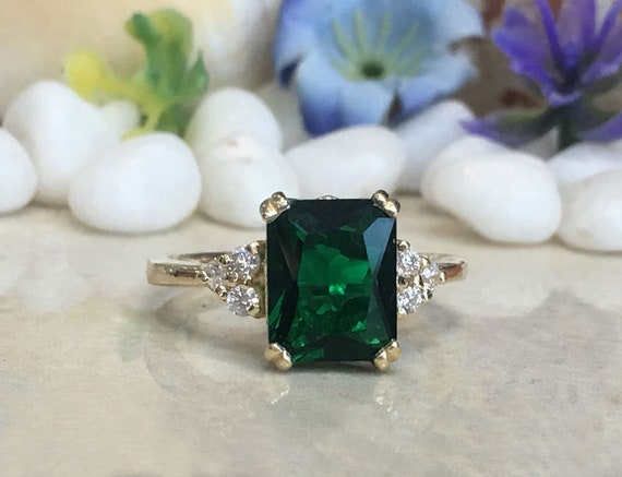 Emerald Ring May Birthstone Gold Ring Gemstone Band | Etsy