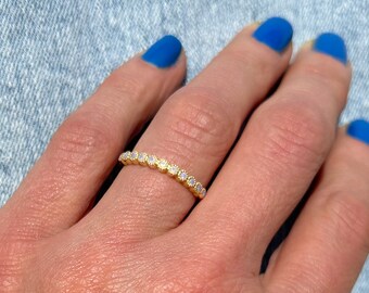 Opalite Ring - Gemstone Ring - Gold Ring - Stack Ring - Tiny Ring - Bezel Ring - Rainbow Stone Ring - Half Eternity Ring - Delicate Ring