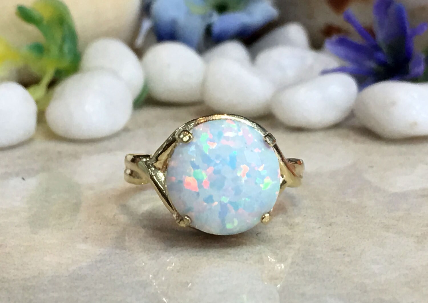 White Opal Ring Gold Ring Gemstone Ring Opal Jewelry | Etsy