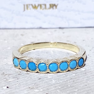 Turquoise Ring - Sleeping Beauty Turquoise - December Ring - Gold Ring - Bezel Ring - Turquoise Jewelry - Simple Ring - Gemstone Band