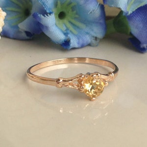 Citrine ring Genuine Gemstone November Birthstone Tiny Ring Gold Ring Delicate Ring Solitaire Ring Minimalist Ring image 2