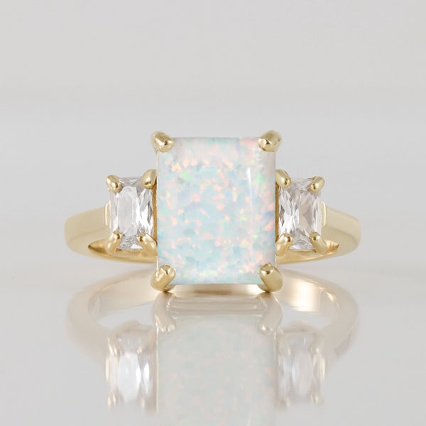 White Opal Ring - Etsy