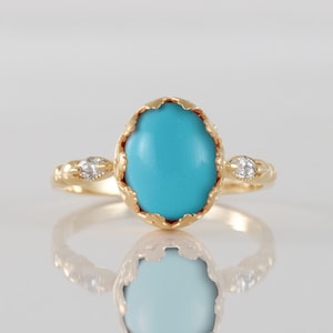 Turquoise Ring - December Birthstone - Sleeping Beauty Turquoise - Statement Ring - Oval Ring - Bezel Ring - Gemstone Band