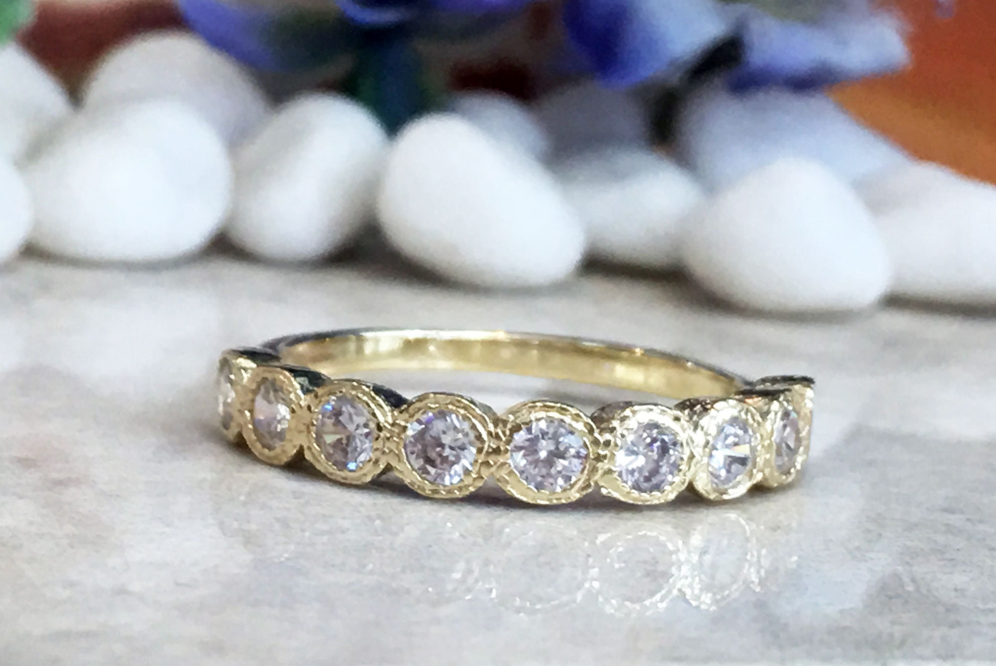 Clear Quartz Ring White Quartz Band Stack Ring April Etsy