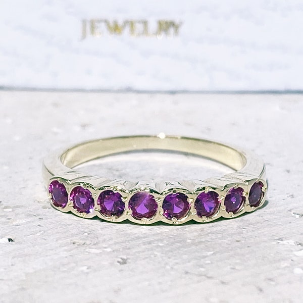 Ruby Ring - Gold Ring - Stack Ring - Dainty Ring - Fuchsia Ring - July Birthstone - Bezel Set Ring - Simple Jewelry