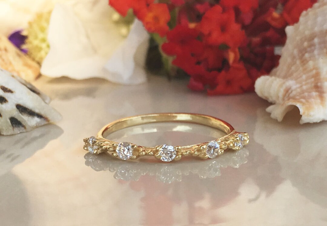 Clear Quartz Ring White Quartz Band Stack Ring Slim Band Etsy