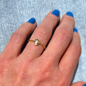 Gold Hamsa Ring - Silver Hamsa Ring - Hand of Fatima Ring - Evil Eye Protection - Tiny Ring - Simple Ring - Everyday Ring - Good Luck Ring