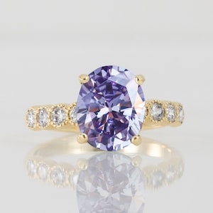 Lavender Amethyst Ring - Statement Ring - Gold Ring - Engagement Ring - Oval Stone Ring - Cocktail Ring - Gemstone Ring - Prong Ring