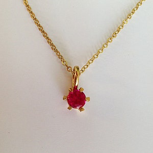 Ruby Necklace - Ruby Pendant - Delicate Necklace - Simple Necklace ...