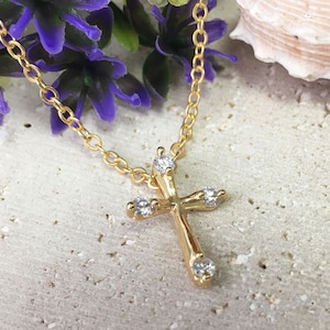 Cross Necklace - Small Cross - Gold Cross Necklace - Simple Necklace ...
