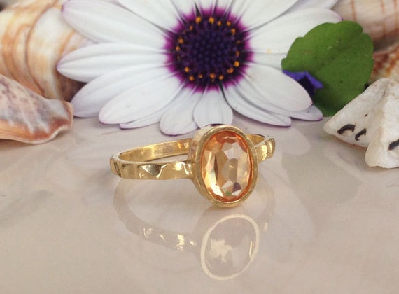 Citrine Ring November Birthstone Stacking Ring Oval Ring Gold Ring