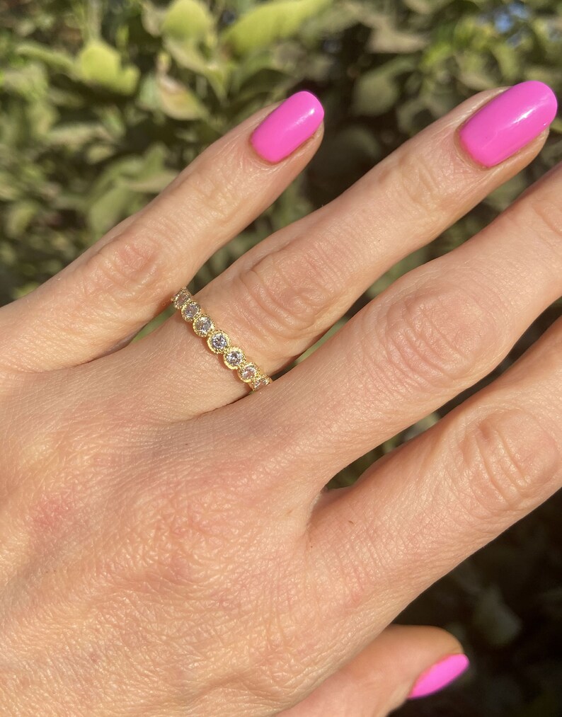 Clear Quartz Ring White Quartz Band Stack Ring April Etsy