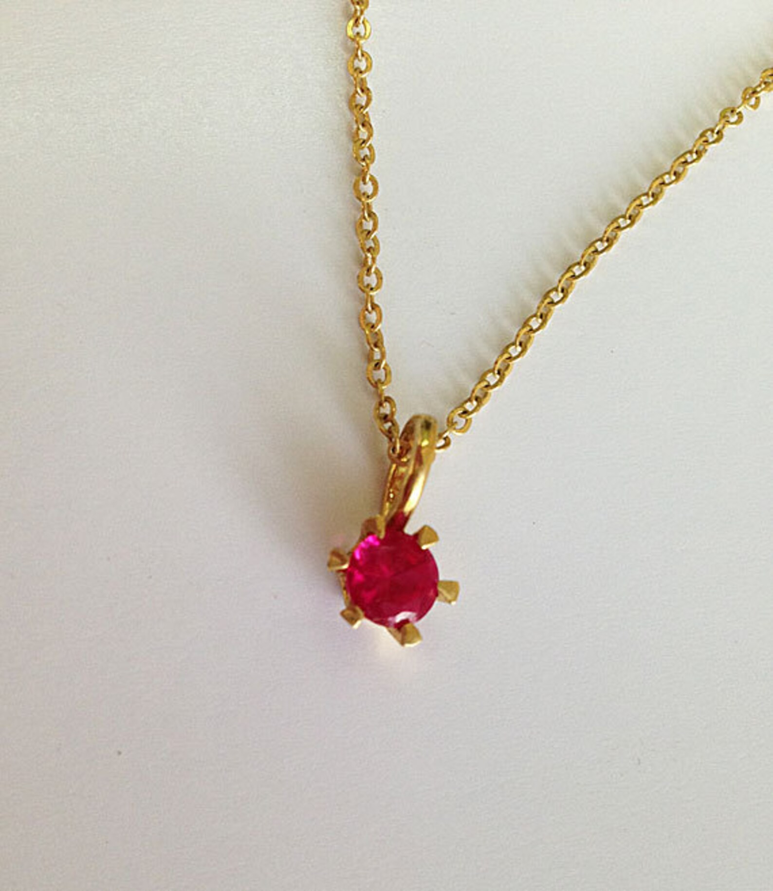 Ruby Necklace Ruby Pendant Delicate Necklace Simple - Etsy