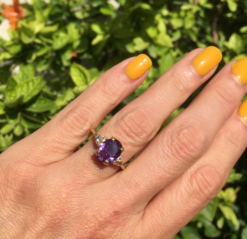 Purple Amethyst Ring February Birthstone Statement Ring Etsy
