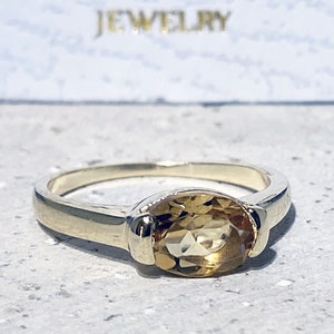 Citrine Ring - November Birthstone - Stack Ring - Gold Ring - Dainty Ring - Prong Ring - Oval Ring - Simple Ring - Gemstone Band