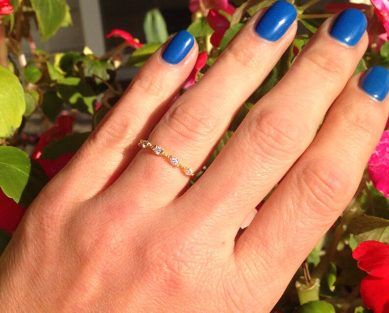 Clear Quartz Ring White Quartz Band Stack Ring Slim Band Etsy