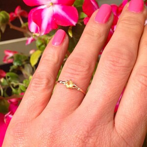 Citrine ring - Genuine Gemstone  - November Birthstone - Tiny Ring - Gold Ring - Delicate Ring - Solitaire Ring - Minimalist Ring