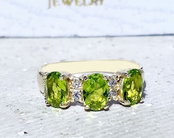 Peridot Ring - Gold Ring - Gemstone Ring - Stacking Ring - Engagement Ring - Green Ring - Prong Ring - Statement Ring - August Birthstone